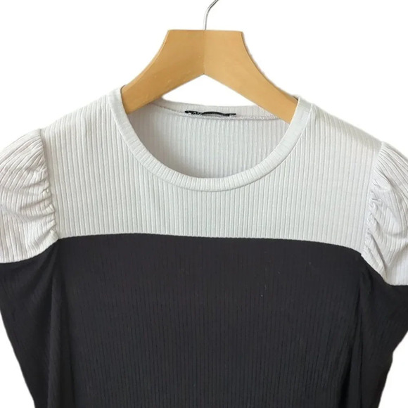 Zara Puff Sleeve Colourblock Knit Top - Picture 6 of 7